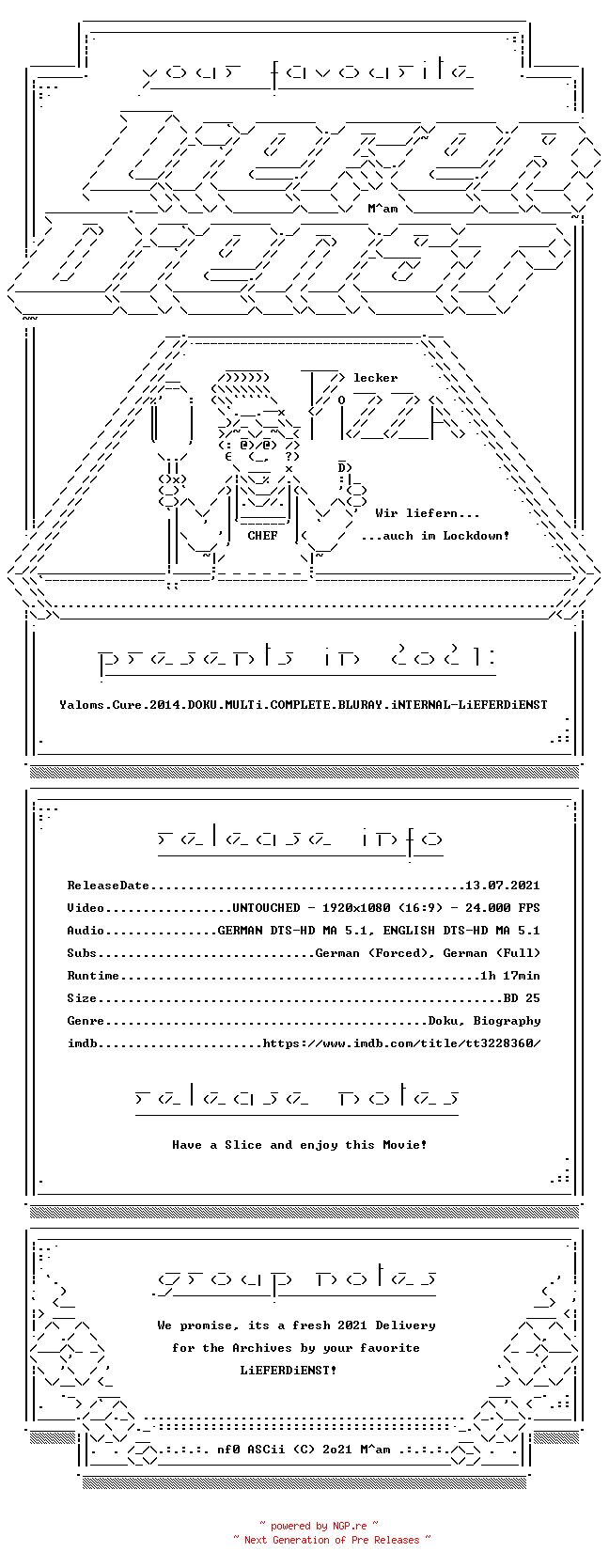 NFO for the release Yaloms.Cure.2014.DOKU.MULTi.COMPLETE.BLURAY.iNTERNAL-LiEFERDiENST by LiEFERDiENST