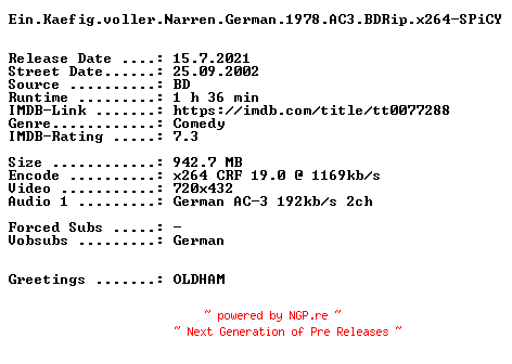 NFO for the release Ein.Kaefig.voller.Narren.German.1978.AC3.BDRip.x264-SPiCY by SPiCY