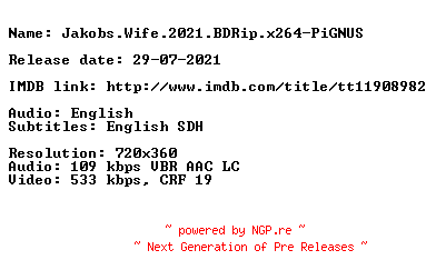 NFO for the release Jakobs.Wife.2021.BDRip.x264-PiGNUS by PiGNUS