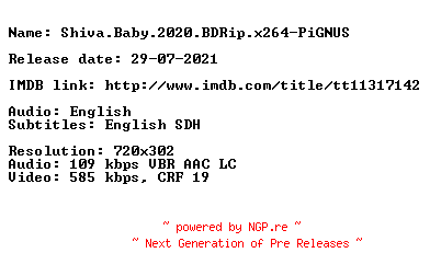 NFO for the release Shiva.Baby.2020.BDRip.x264-PiGNUS by PiGNUS