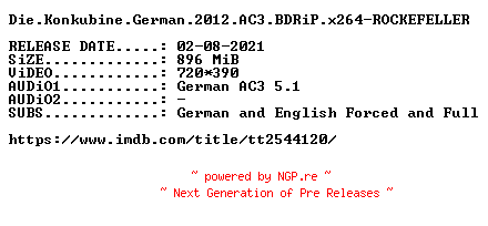 NFO for the release Die.Konkubine.German.2012.AC3.BDRiP.x264-ROCKEFELLER by ROCKEFELLER