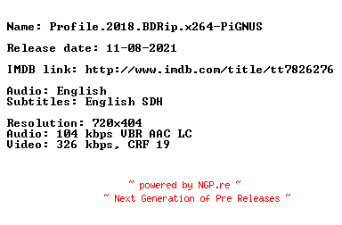 NFO for the release Profile.2018.BDRip.x264-PiGNUS by PiGNUS