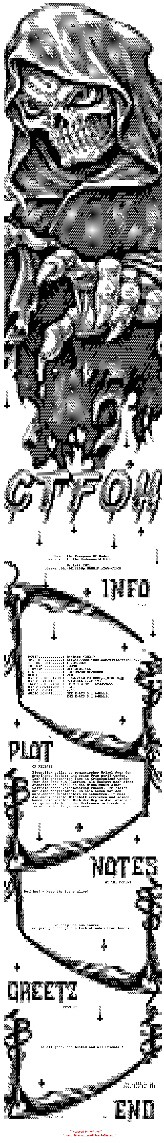 NFO for the release Beckett.2021.German.DL.HDR.2160p.WEBRiP.x265-CTFOH by CTFOH
