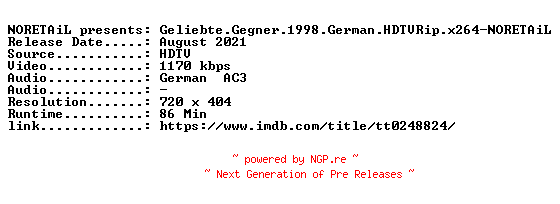 NFO for the release Geliebte.Gegner.1998.German.HDTVRip.x264-NORETAiL by NORETAiL