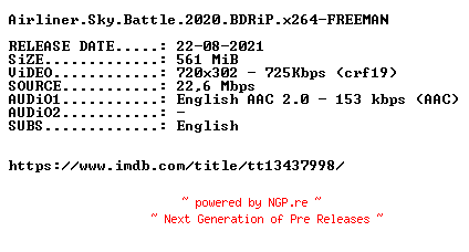 NFO for the release Airliner.Sky.Battle.2020.BDRiP.x264-FREEMAN by FREEMAN