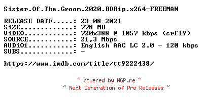 NFO for the release Sister.Of.The.Groom.2020.BDRip.x264-FREEMAN by FREEMAN