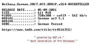 NFO for the release Bethany.A.Real.American.Horror.Story.German.2017.AC3.BDRiP.x264-ROCKEFELLER by ROCKEFELLER