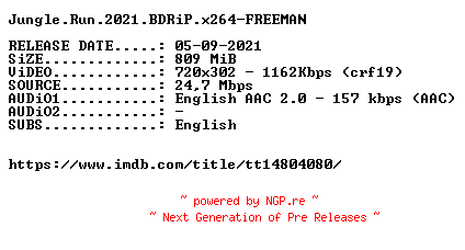 NFO for the release Jungle.Run.2021.BDRiP.x264-FREEMAN by FREEMAN