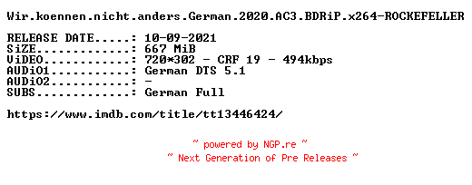 NFO for the release Wir.koennen.nicht.anders.German.2020.AC3.BDRiP.x264-ROCKEFELLER by ROCKEFELLER