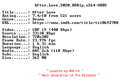NFO for the release After.Love.2020.BDRip.x264-ORBS by ORBS