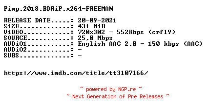 NFO for the release Pimp.2018.BDRiP.x264-FREEMAN by FREEMAN