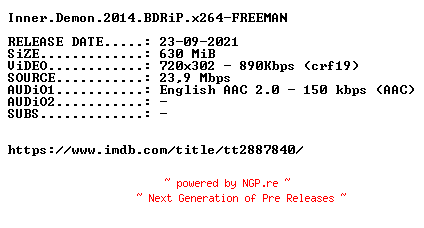 NFO for the release Inner.Demon.2014.BDRiP.x264-FREEMAN by FREEMAN