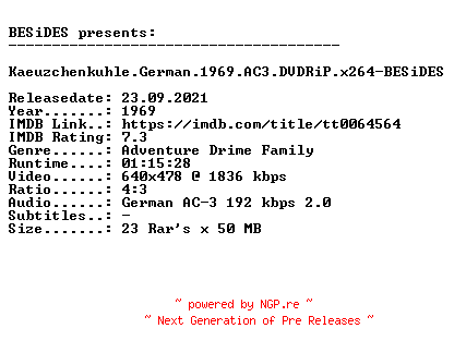 NFO for the release Kaeuzchenkuhle.German.1969.AC3.DVDRiP.x264-BESiDES by BESiDES