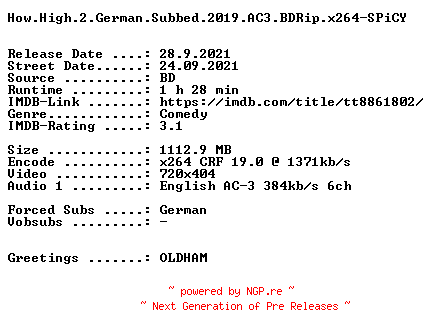 NFO for the release How.High.2.German.Subbed.2019.AC3.BDRip.x264-SPiCY by SPiCY