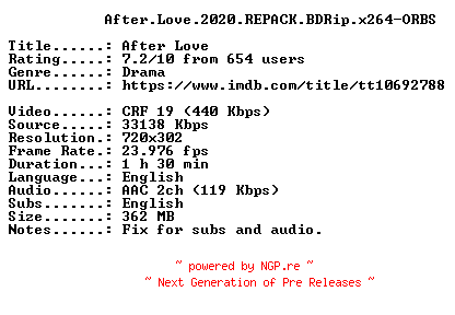 NFO for the release After.Love.2020.REPACK.BDRip.x264-ORBS by ORBS