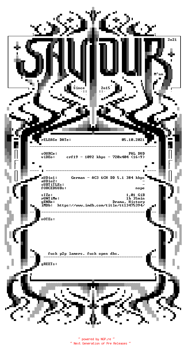 NFO for the release Dreieinhalb.Stunden.German.2021.AC3.DVDRiP.x264-SAViOUR by SAViOUR