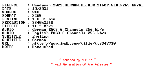 NFO for the release Candyman.2021.GERMAN.DL.HDR.2160P.WEB.X265-WAYNE by WAYNE