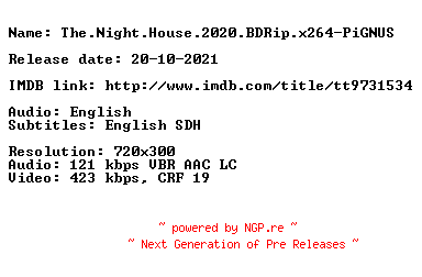 NFO for the release The.Night.House.2020.BDRip.x264-PiGNUS by PiGNUS
