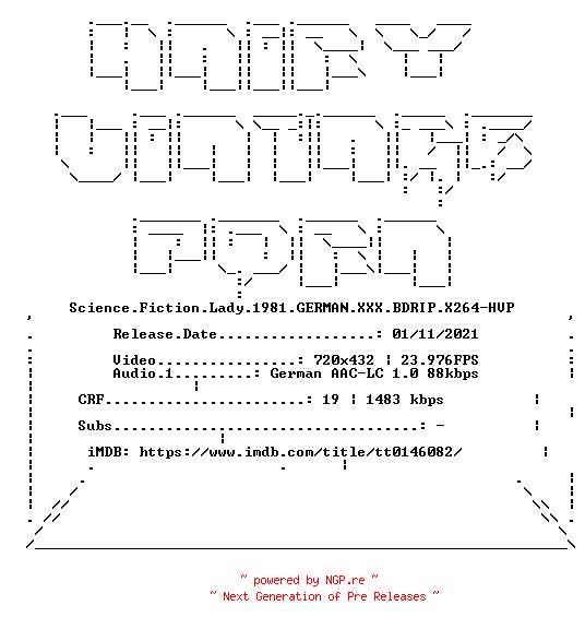 NFO for the release Science.Fiction.Lady.1981.GERMAN.XXX.BDRIP.X264-HVP by HVP