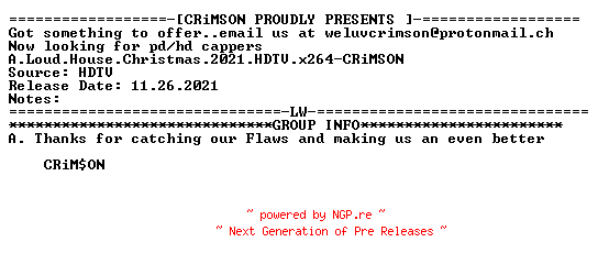 NFO for the release A.Loud.House.Christmas.2021.HDTV.x264-CRiMSON by CRiMSON