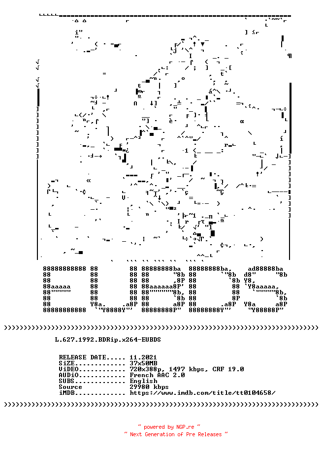 NFO for the release L.627.1992.BDRip.x264-EUBDS by EUBDS