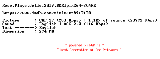 NFO for the release Rose.Plays.Julie.2019.BDRip.x264-SCARE by SCARE