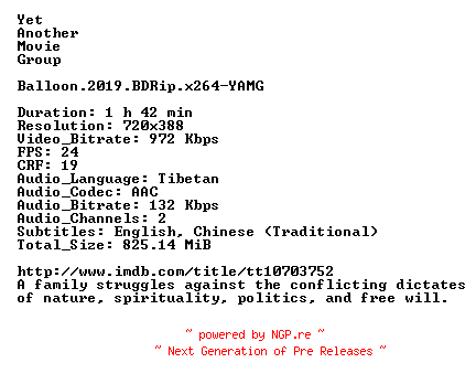 NFO for the release Balloon.2019.BDRip.x264-YAMG by YAMG