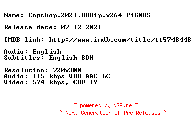 NFO for the release Copshop.2021.BDRip.x264-PiGNUS by PiGNUS