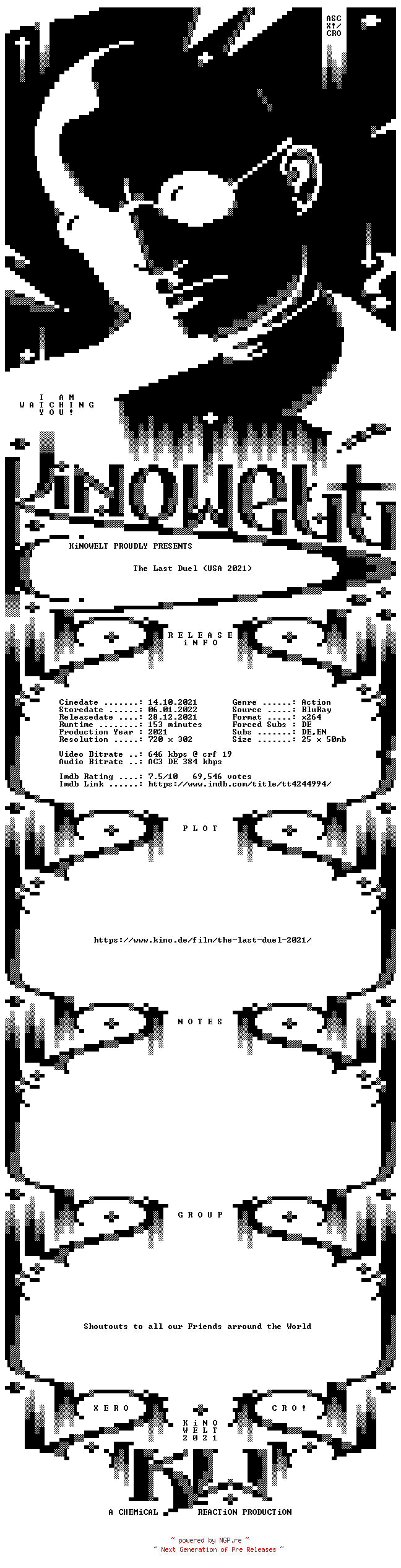 NFO for the release The.Last.Duel.German.2021.AC3.BDRip.x264-KiNOWELT by KiNOWELT