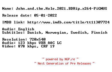 NFO for the release John.and.the.Hole.2021.BDRip.x264-PiGNUS by PiGNUS