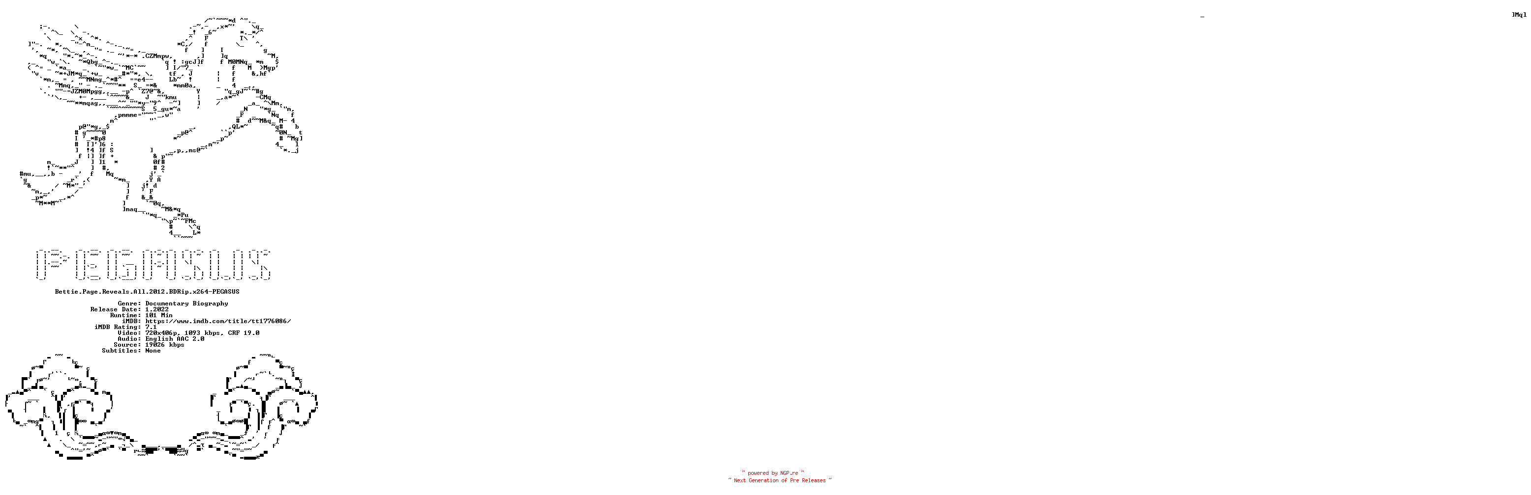 NFO for the release Bettie.Page.Reveals.All.2012.iNTERNAL.BDRip.x264-PEGASUS by PEGASUS