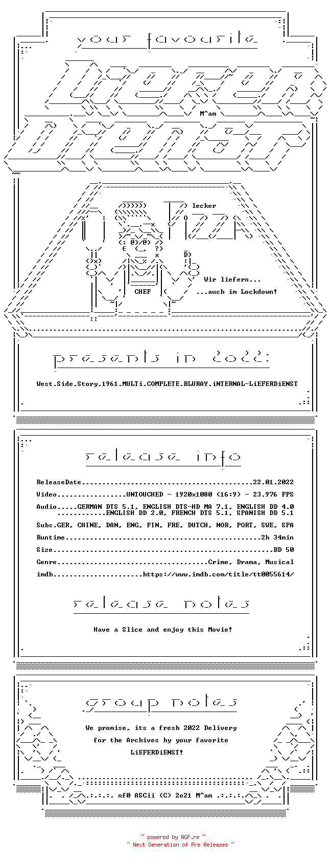 NFO for the release West.Side.Story.1961.MULTi.COMPLETE.BLURAY.iNTERNAL-LiEFERDiENST by LiEFERDiENST