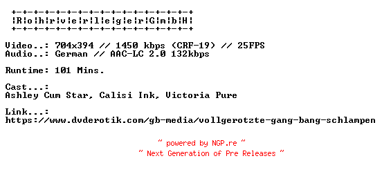 NFO for the release Vollgerotzte.Gang.Bang.Schlampen.GERMAN.XXX.DVDRIP.X264-RohrverlegerGmbH by RohrverlegerGmbH