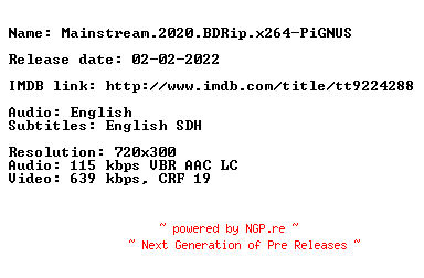 NFO for the release Mainstream.2020.BDRip.x264-PiGNUS by PiGNUS