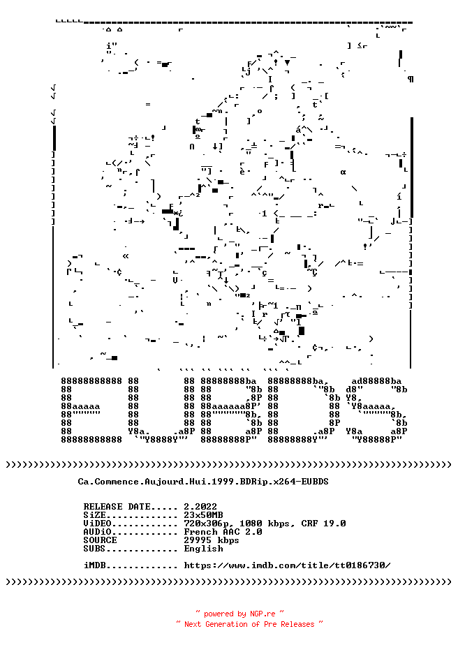 NFO for the release Ca.Commence.Aujourd.Hui.1999.BDRip.x264-EUBDS by EUBDS