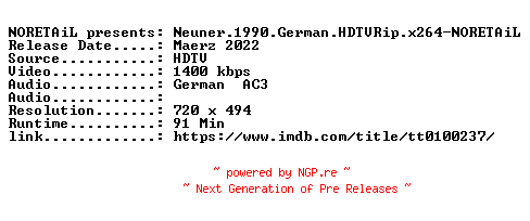 NFO for the release Neuner.1990.German.HDTVRip.x264-NORETAiL by NORETAiL