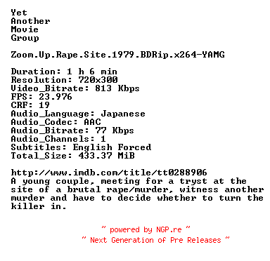 NFO for the release Zoom.Up.Rape.Site.1979.BDRip.x264-YAMG by YAMG