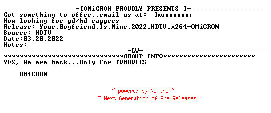 NFO for the release Your.Boyfriend.Is.Mine.2022.HDTV.x264-OMiCRON by OMiCRON