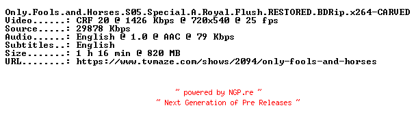 NFO for the release Only.Fools.and.Horses.S05.Special.A.Royal.Flush.RESTORED.BDRip.x264-CARVED by CARVED