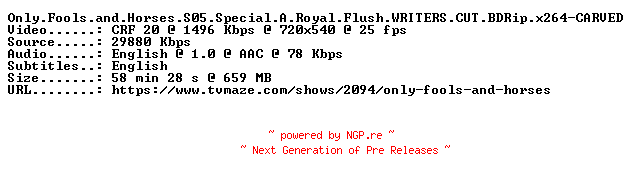NFO for the release Only.Fools.and.Horses.S05.Special.A.Royal.Flush.WRITERS.CUT.BDRip.x264-CARVED by CARVED