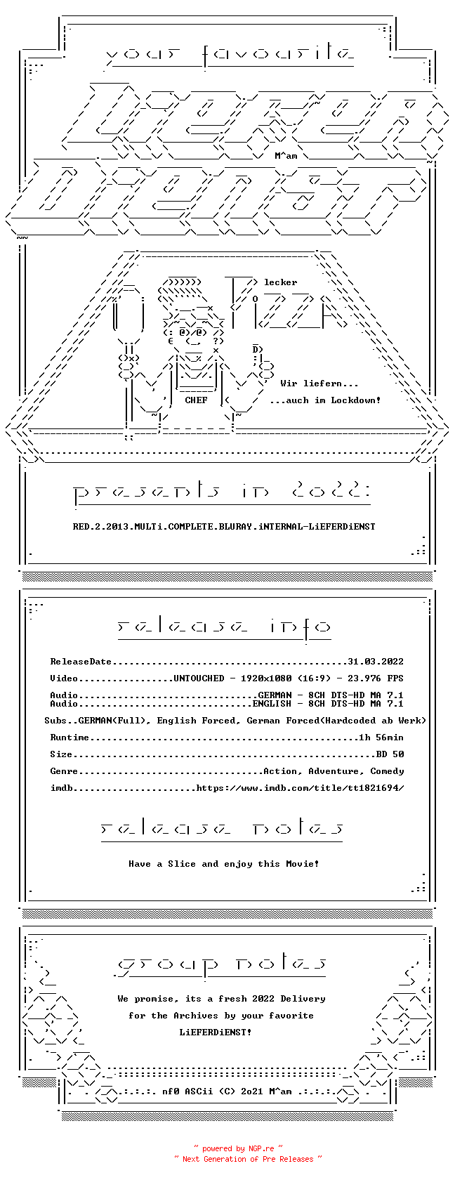 NFO for the release RED.2.2013.MULTi.COMPLETE.BLURAY.iNTERNAL-LiEFERDiENST by LiEFERDiENST