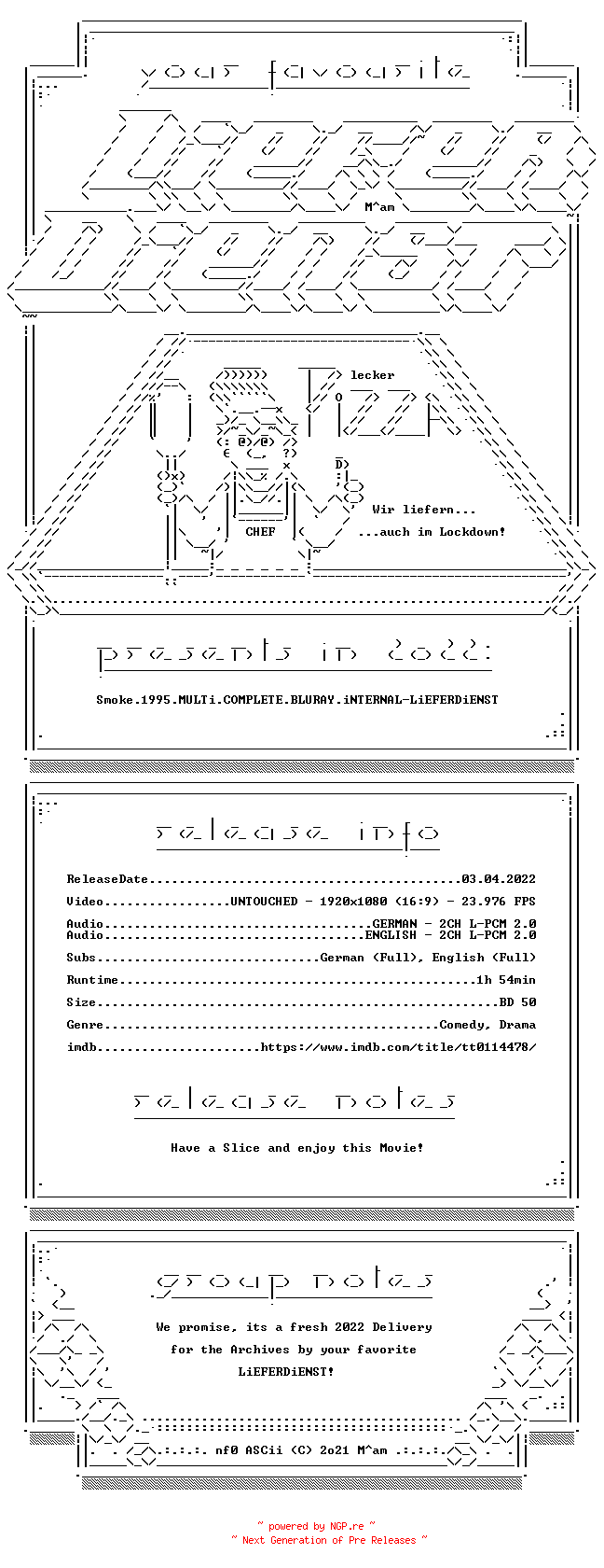 NFO for the release Smoke.1995.MULTi.COMPLETE.BLURAY.iNTERNAL-LiEFERDiENST by LiEFERDiENST