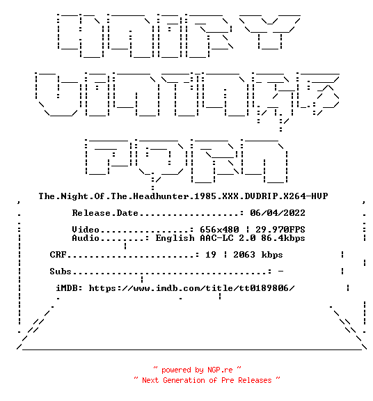 NFO for the release The.Night.Of.The.Headhunter.1985.XXX.DVDRIP.X264-HVP by HVP