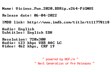 NFO for the release Vicious.Fun.2020.BDRip.x264-PiGNUS by PiGNUS