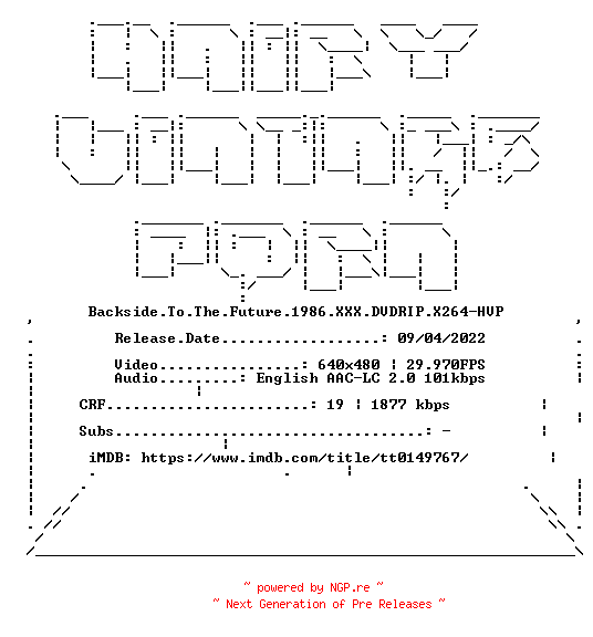 NFO for the release Backside.To.The.Future.1986.XXX.DVDRIP.X264-HVP by HVP