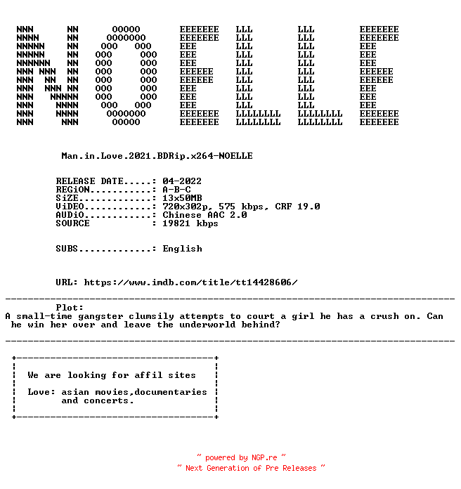 NFO for the release Man.in.Love.2021.BDRip.x264-NOELLE by NOELLE