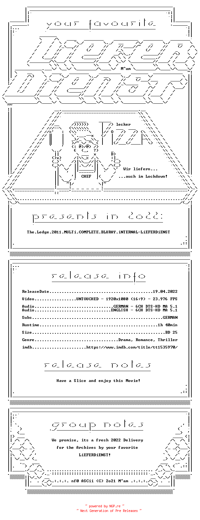 NFO for the release The.Ledge.2011.MULTi.COMPLETE.BLURAY.iNTERNAL-LiEFERDiENST by LiEFERDiENST