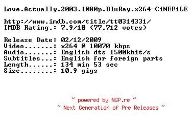 NFO for the release Ive.Loved.You.So.Long.2008.720p.BluRay.x264-CiNEFiLE by CiNEFiLE
