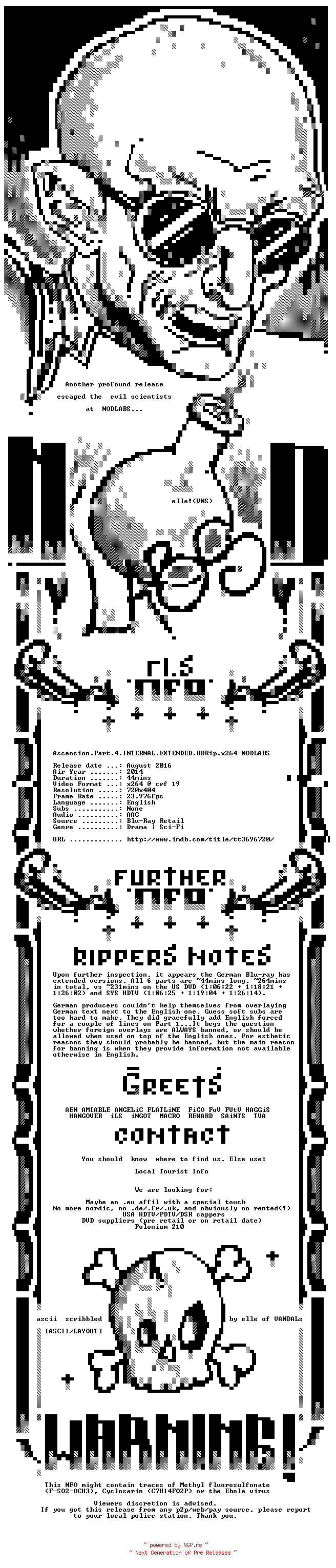 NFO for the release Ascension.Part.4.INTERNAL.EXTENDED.BDRip.x264-NODLABS by NODLABS