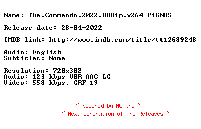 NFO for the release The.Commando.2022.BDRip.x264-PiGNUS by PiGNUS